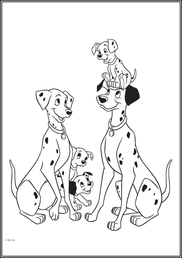 Free Family Dalmatian Coloring - TotalColoring.Com