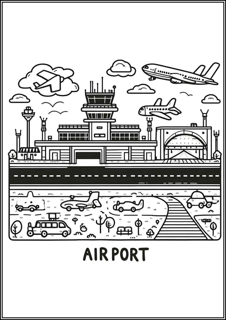 Airport For Children Coloring - TotalColoring.Com