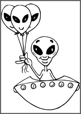 Alien And Balloons Coloring - TotalColoring.Com