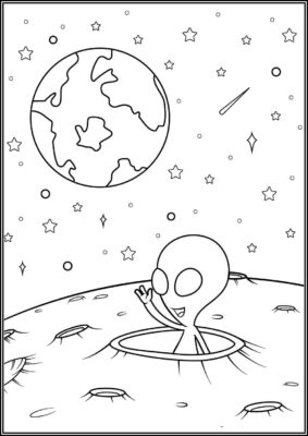 Alien And Earth Coloring - TotalColoring.Com