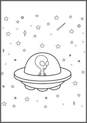 Alien In Ufo Coloring - TotalColoring.Com