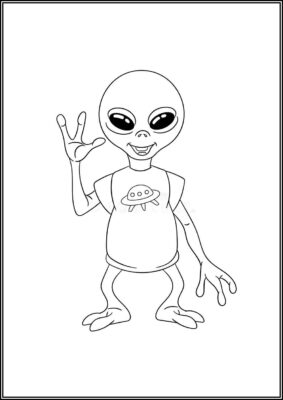 Alien Is Waving Hand Coloring - TotalColoring.Com