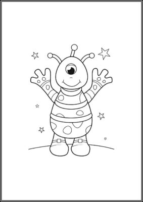 Alien Is Waving Hands Coloring - TotalColoring.Com