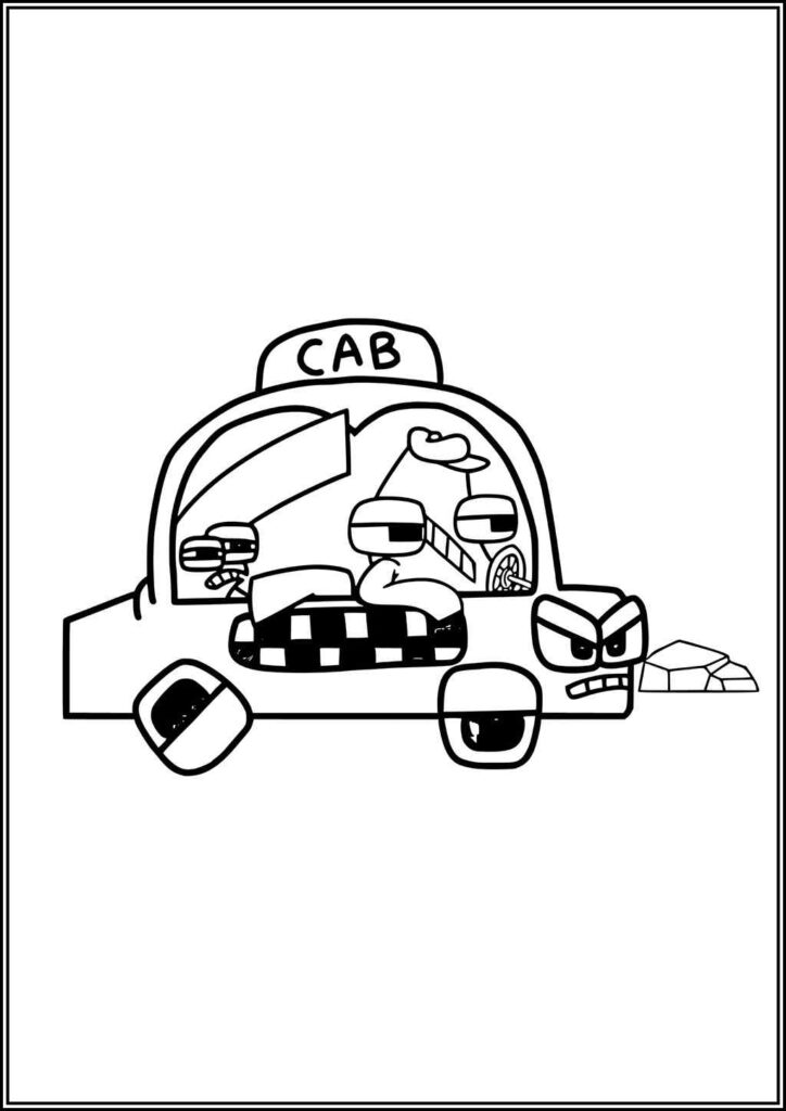 Alphabet Lore Taxi Cab Coloring - TotalColoring.Com