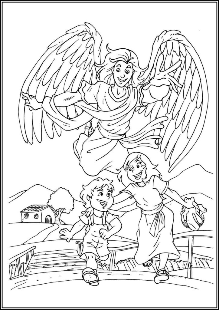 Angel And Kids Coloring - TotalColoring.Com