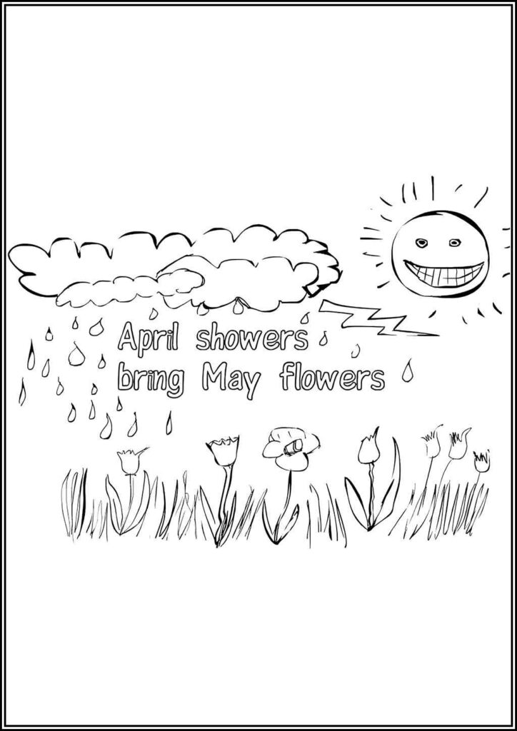 April Showers Coloring - TotalColoring.Com