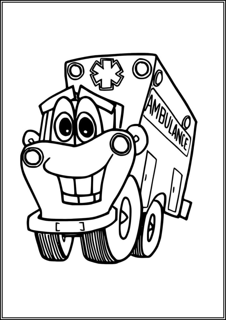 Funny Ambulance Coloring - TotalColoring.Com