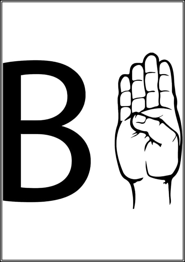 Letter B American Sign Language Coloring - TotalColoring.Com