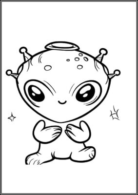 Printable Cute Alien Coloring - TotalColoring.Com