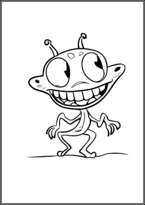 Smiling Alien Coloring - TotalColoring.Com