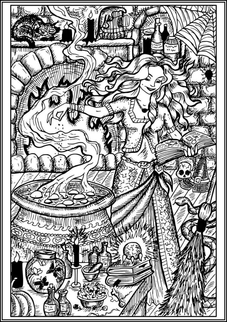 The Witch For Adults Coloring - TotalColoring.Com