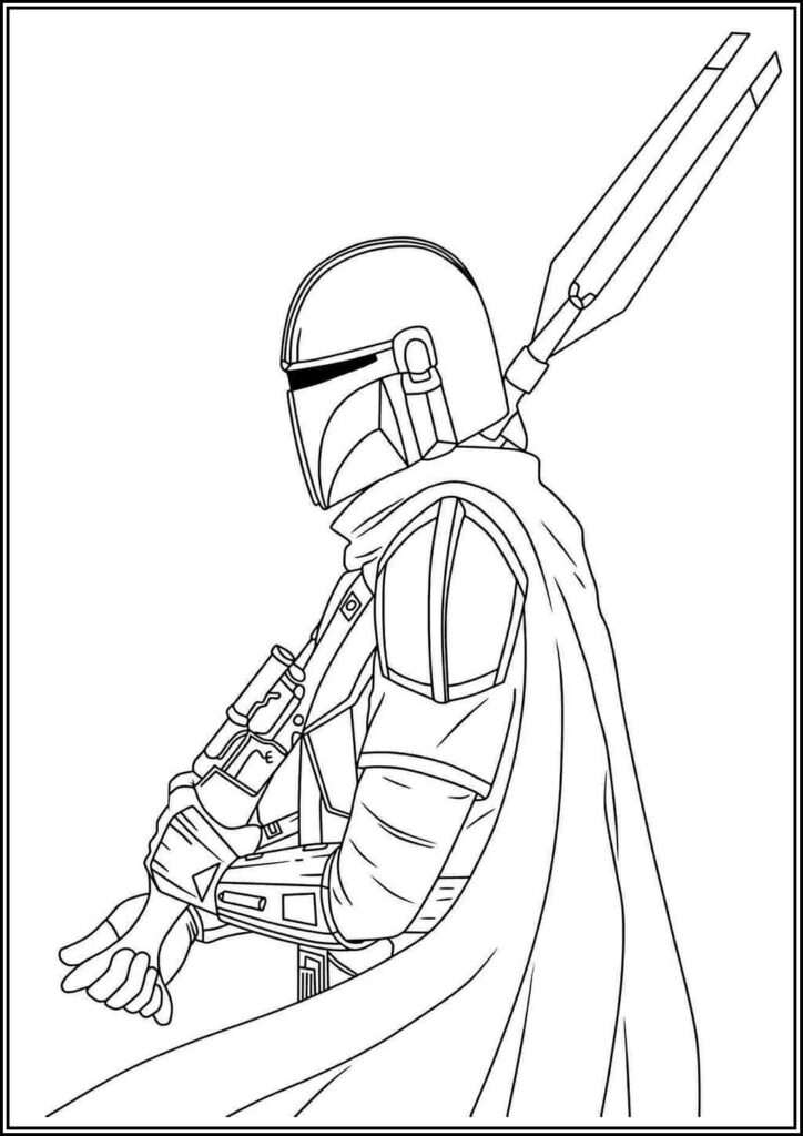 Awesome Mandalorian With Gun - TotalColoring.Com