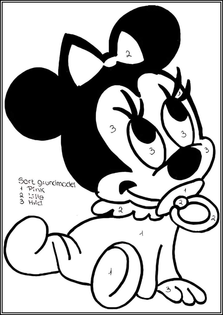 Baby Minnie Mouse Color By Number - TotalColoring.Com