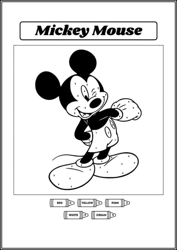 Basic Mickey Mouse Color By Number - TotalColoring.Com