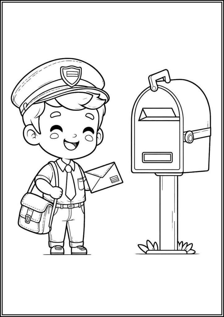 Postman Mailman Coloring Pages Free Printable Pdf - TotalColoring.Com