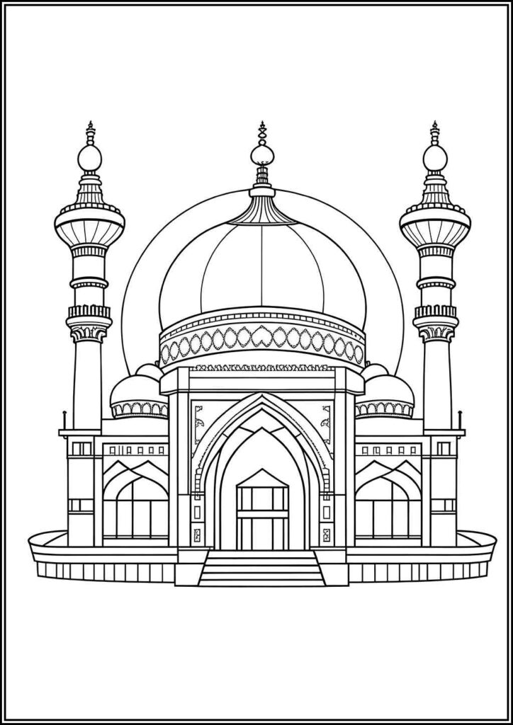 A Beautiful Mosque Coloring - TotalColoring.Com