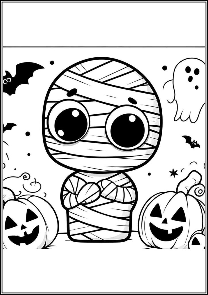 Adorable Halloween Mummy Coloring - TotalColoring.Com