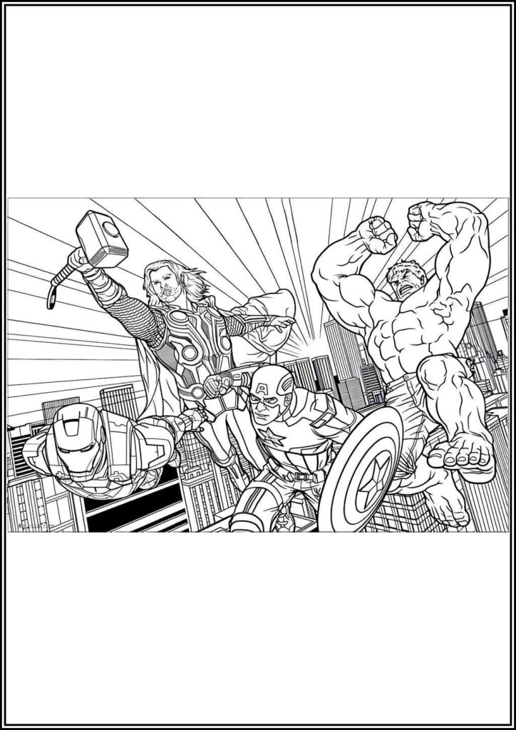 Attack Of The Four Superheroes Coloring - TotalColoring.Com