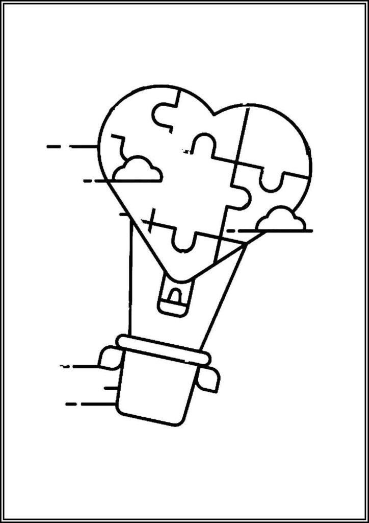 Autism Awareness Hot Air Balloon Coloring - TotalColoring.Com