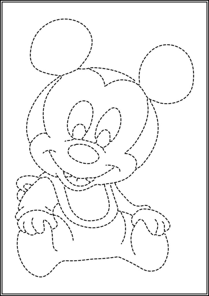 Baby Mickey Mouse Tracing Coloring - TotalColoring.Com