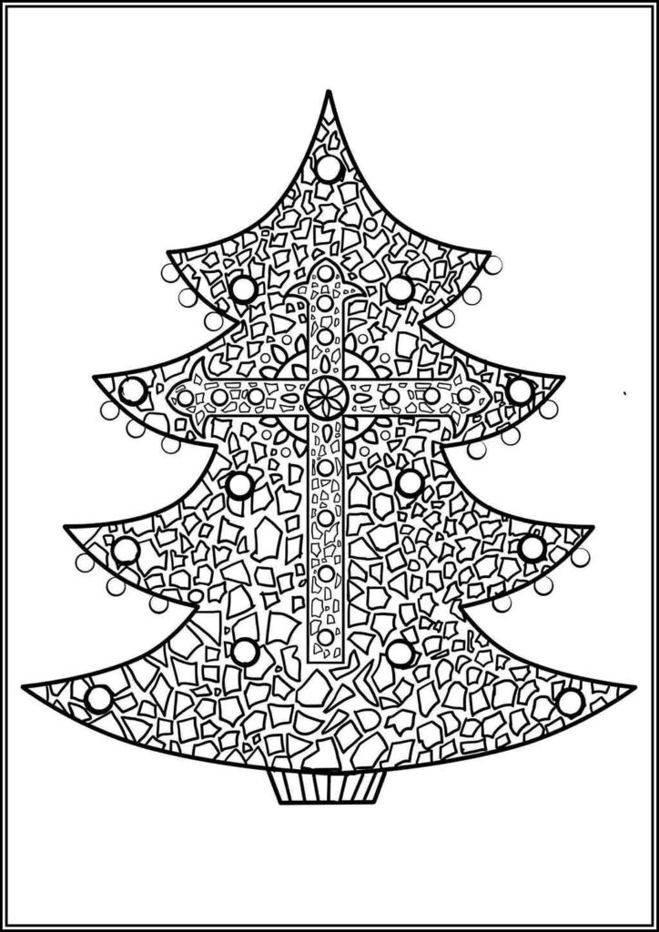 Christmas Tree Mosaic Coloring - TotalColoring.Com