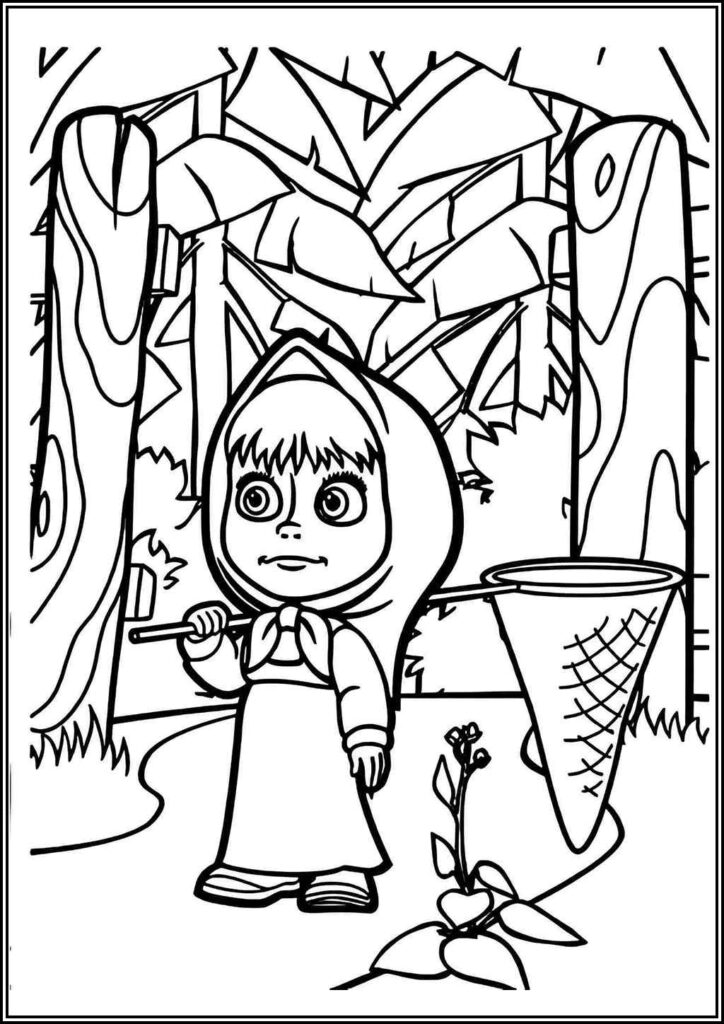 Masha In The Forest Coloring - TotalColoring.Com