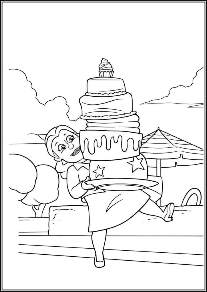 Mayor Goodway And Big Cake Coloring - TotalColoring.Com