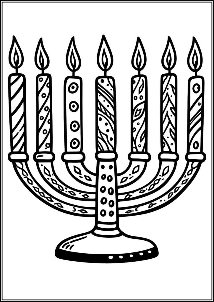 Menorah Free Printable Coloring - TotalColoring.Com