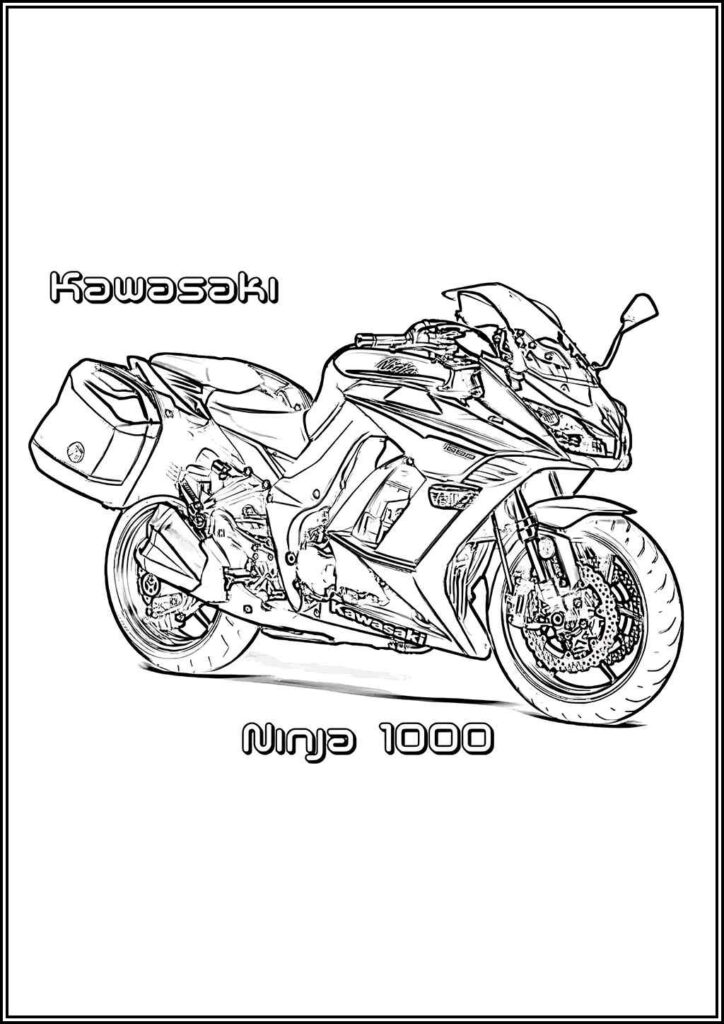 Motorcycle Kawasaki Ninja 1000 Coloring - TotalColoring.Com