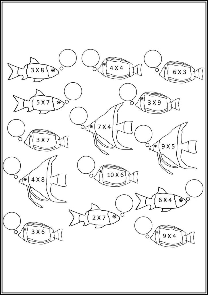 Multiplication With Fishes Coloring - TotalColoring.Com