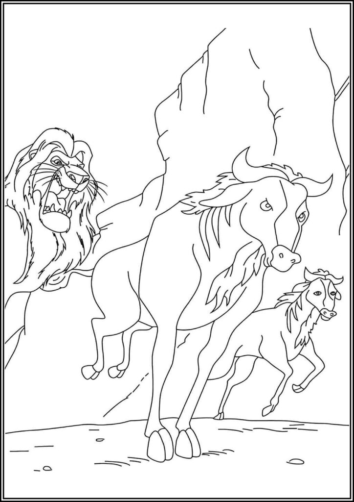 Angry Mufasa With Two Horse Coloring - TotalColoring.Com