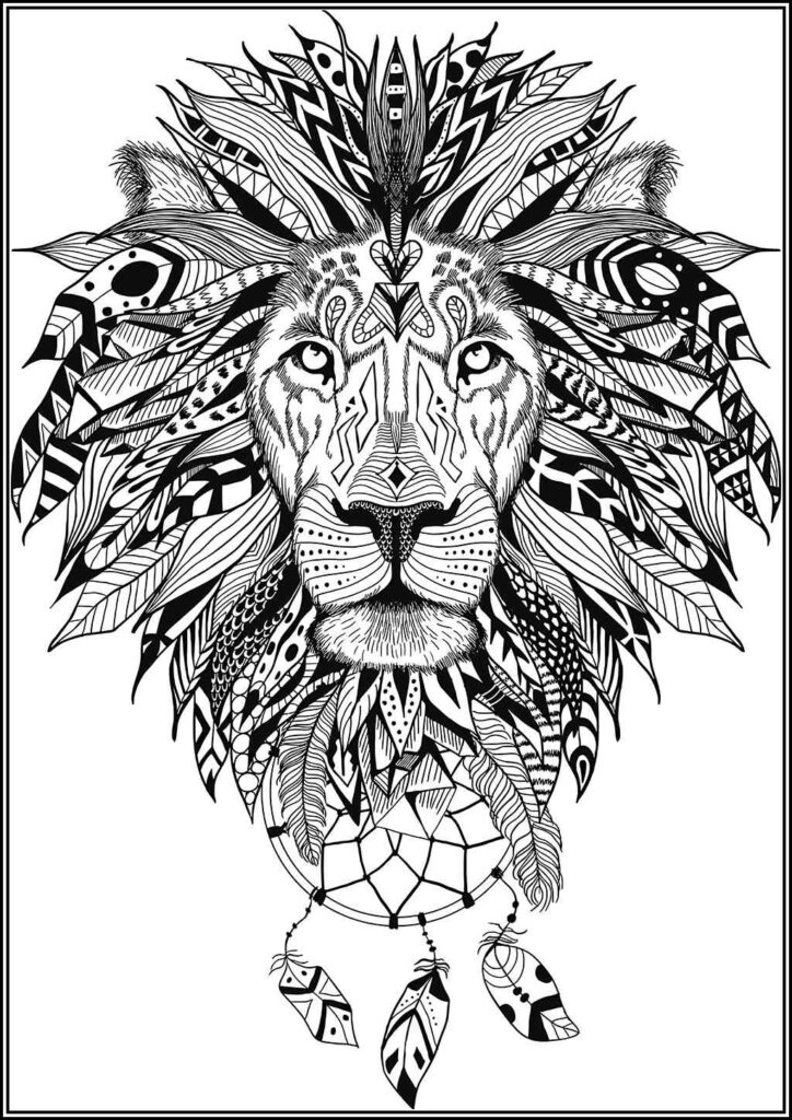 Antistress Lion Mandala Coloring - TotalColoring.Com