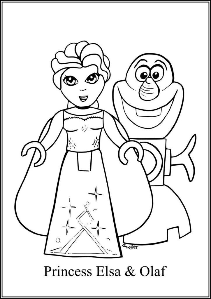 Lego Princess Elsa And Olaf Coloring - TotalColoring.Com