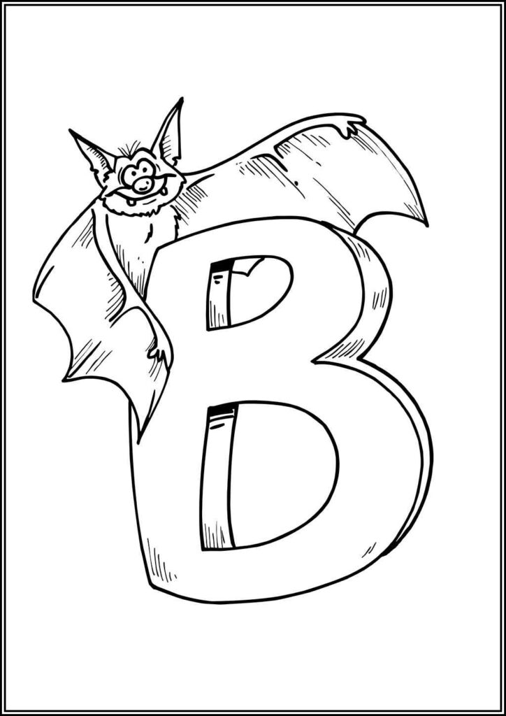 Letter B Is For Bat Coloring - TotalColoring.Com