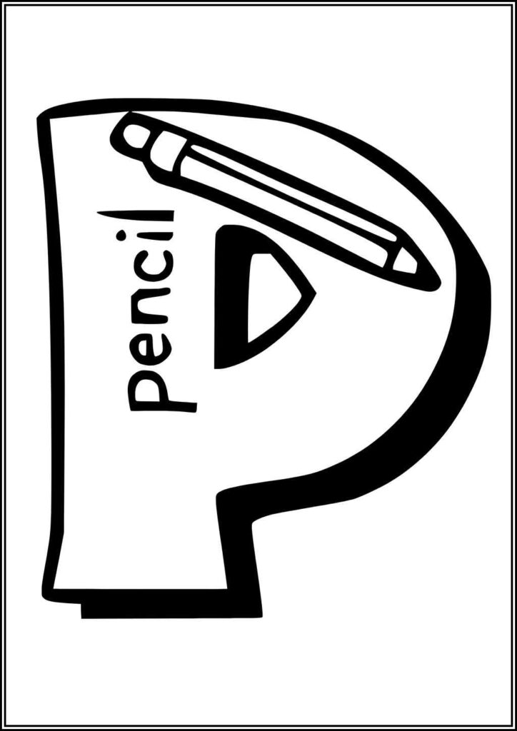 Letter P Is For Pencil Coloring - TotalColoring.Com