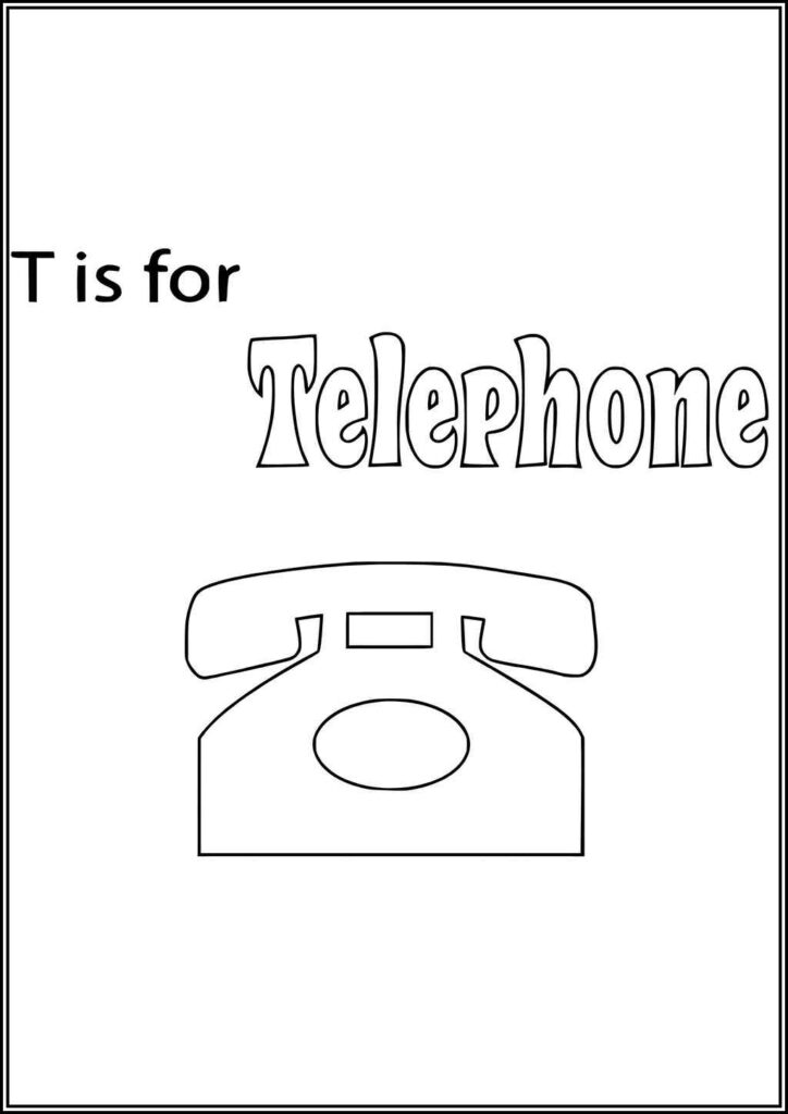 Letter T Is For Telephone Coloring - TotalColoring.Com