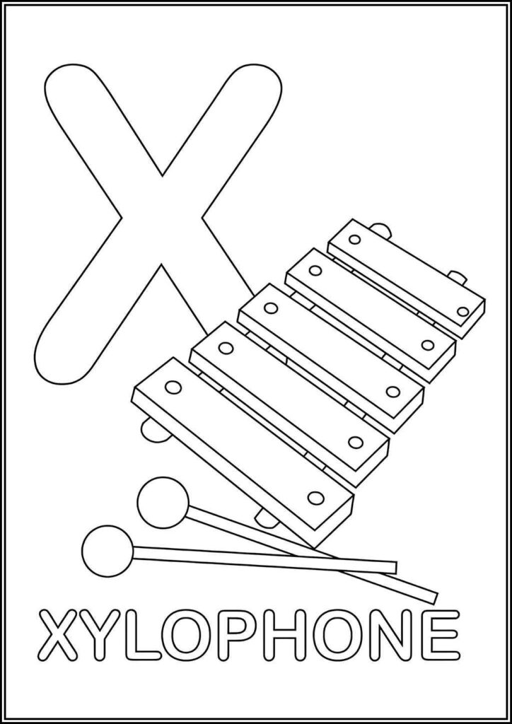 Letter X Is For Xylophone Coloring - TotalColoring.Com