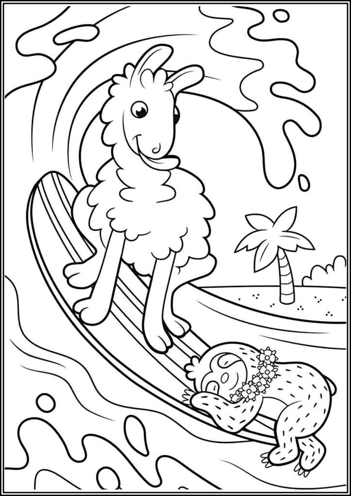 Llama And Sloth Coloring - TotalColoring.Com