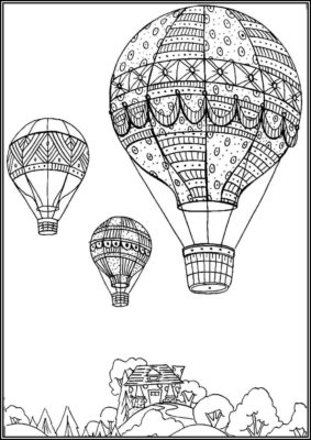 Basic Three Hot Air Balloons - TotalColoring.Com