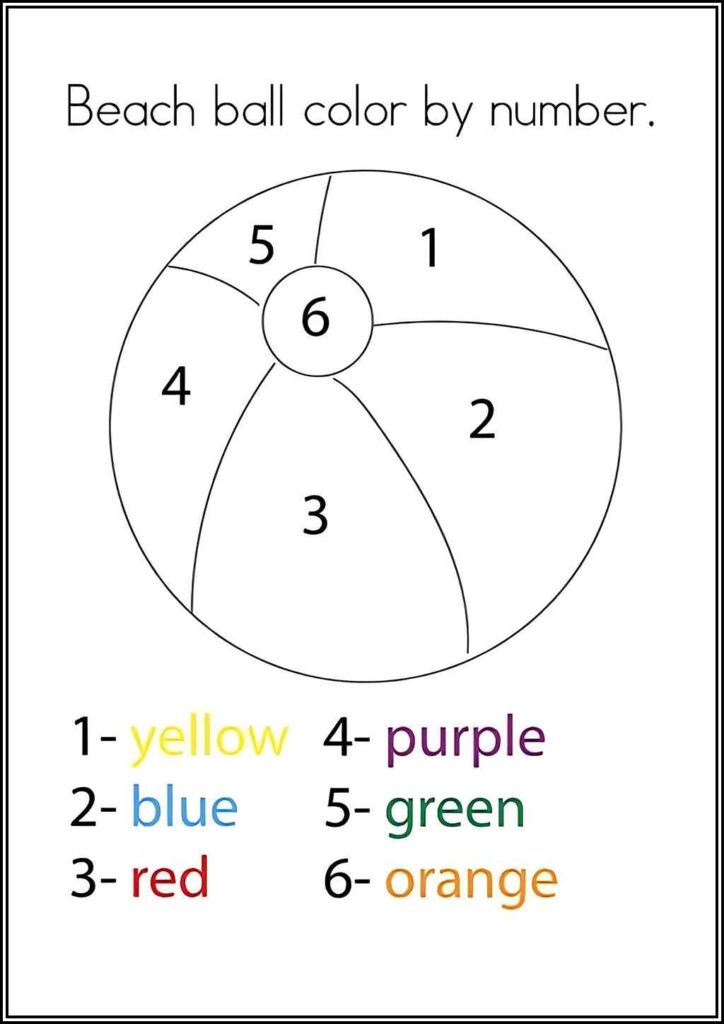 Beach Ball Color By Number - TotalColoring.Com