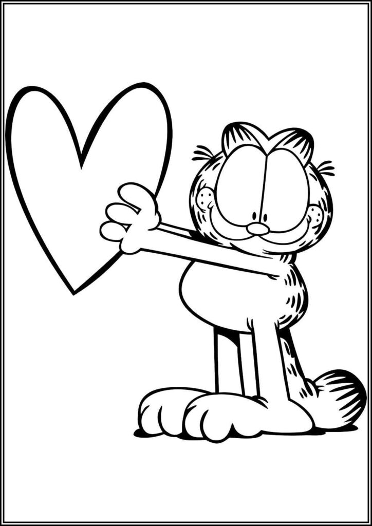 Garfield Holding A Heart 2 - TotalColoring.Com