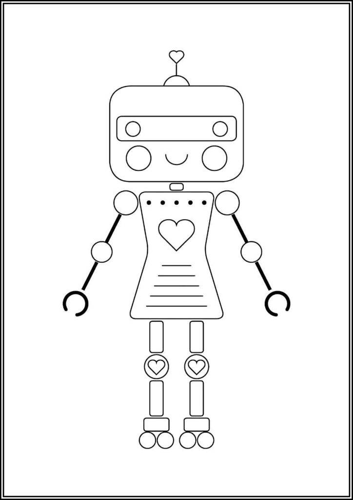 Smiling Girl Robot - TotalColoring.Com