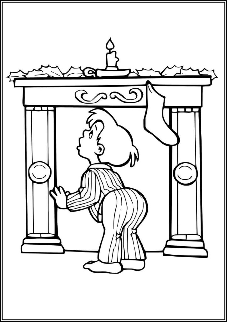 A Boy And Fireplace Coloring - TotalColoring.Com