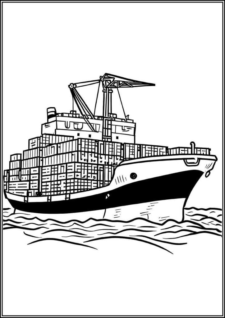 A Cargo Ship Coloring - TotalColoring.Com