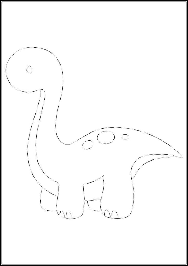 A Cute Dinosaur Tracing Worksheet Coloring - TotalColoring.Com