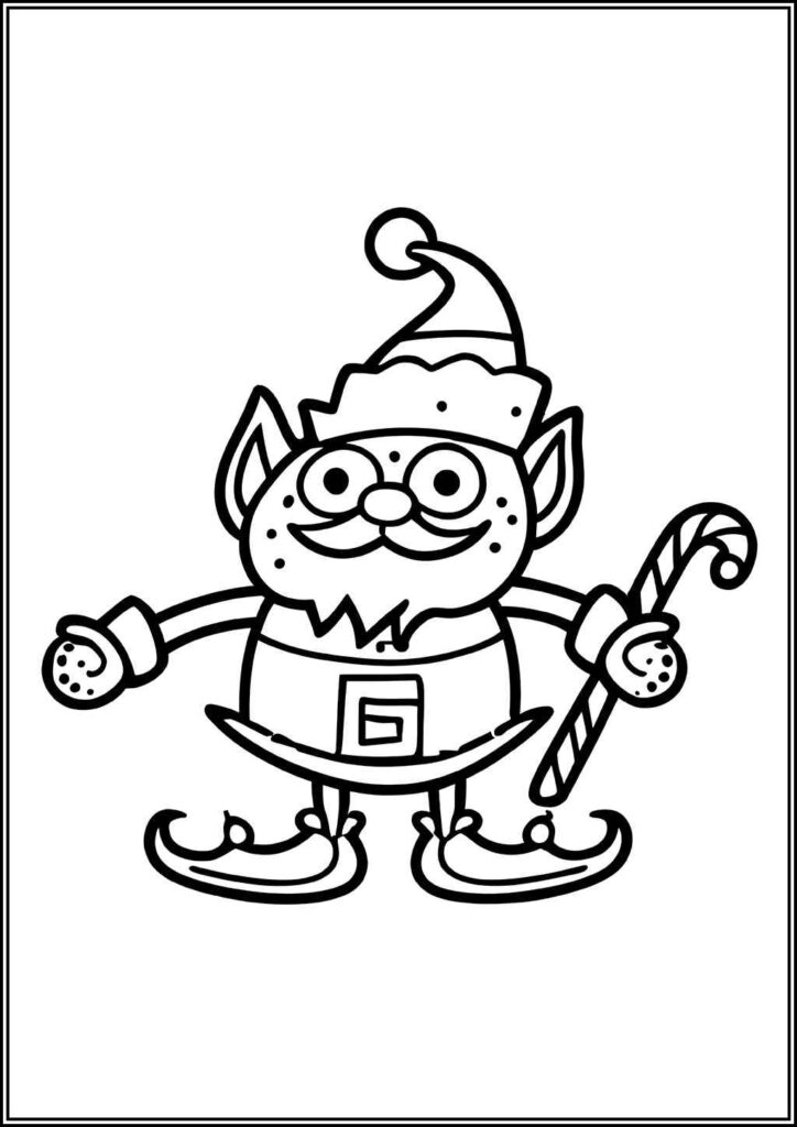 A Funny Christmas Elf Coloring - TotalColoring.Com