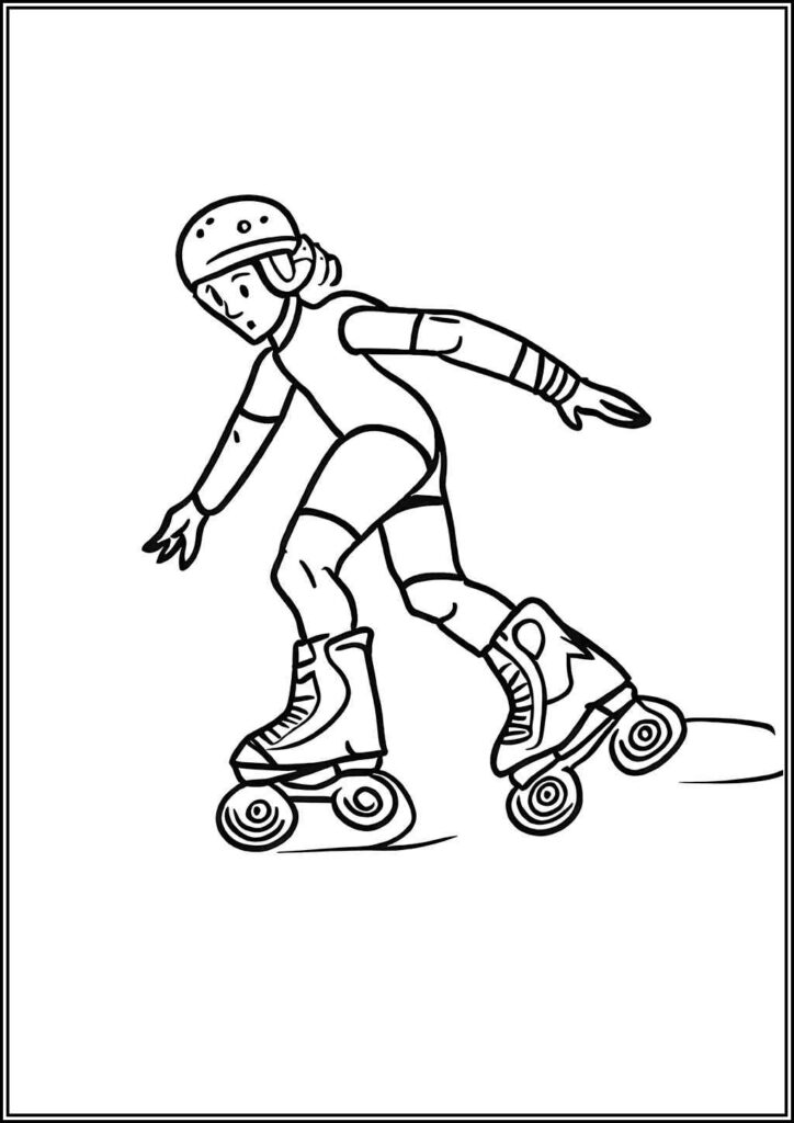 A Girl On Roller Skates Coloring - TotalColoring.Com