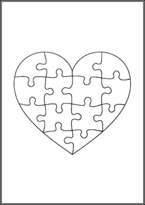 A Heart Jigsaw Puzzle Coloring - TotalColoring.Com