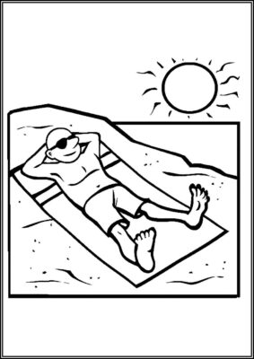 A Man At The Beach Coloring - TotalColoring.Com