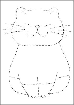 Adorable Cat Tracing Worksheet Coloring - TotalColoring.Com